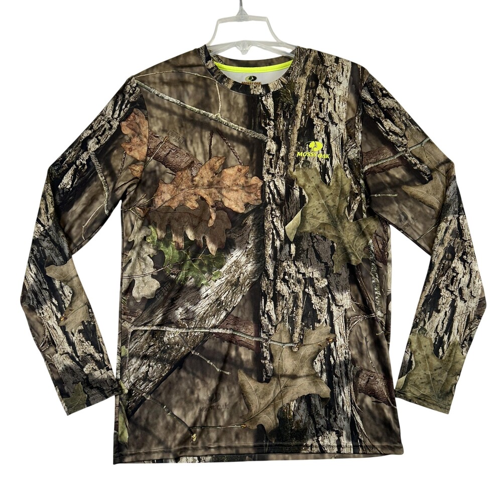 Mossy Oak Shirt Mens Medium Brown Camo Long Sleeve Hunting Performance Top